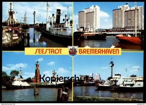 ÄLTERE POSTKARTE SEESTADT BREMERHAVEN COLUMBUS CENTER WESER FÄHREN NACH BLEXEN ALTER LEUCHTTURM postcard cpa AK