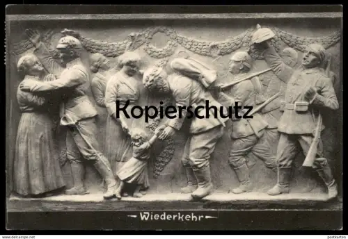 ALTE POSTKARTE WIEDERKEHR SOLDAT VATER FRONT FREUDE Frau femme woman Stempel Wesel Ansichtskarte cpa postcard AK