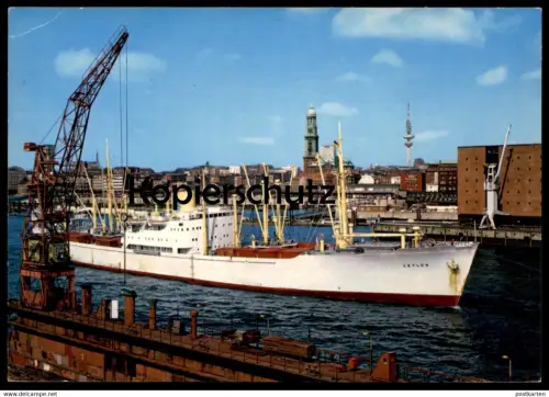 ÄLTERE POSTKARTE HAMBURG BLICK ÜBER DEN HAMBURGER HAFEN FRACHTSCHIFF CEYLON Schiff ship bateau Ansichtskarte AK postcard