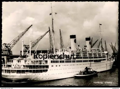 ÄLTERE POSTKARTE DAMPFER MS D' ITALIA IM HAMBURGER HAFEN SCHIFF Hamburg steam boat bateau Ansichtskarte AK cpa postcard