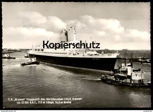 ÄLTERE POSTKARTE FLAGGSCHIFF T.S. BREMEN NORDDEUTSCHER LLOYD Passagierschiff steam ship Ansichtskarte postcard