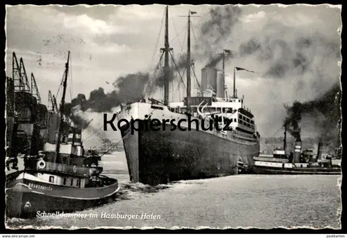 ÄLTERE POSTKARTE SCHNELLDAMPFER IM HAMBURGER HAFEN HAMBURG SCHLEPPER BRUNSHAUSEN DAMPFER Schiffe Schiff ship postcard AK