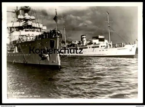 ALTE POSTKARTE HAMBURG FLOTTENBESUCH IM HAFEN KÖNIGIN LUISE HAPAG DAMPFER Schiffe Schiff ship Ansichtskarte postcard cpa