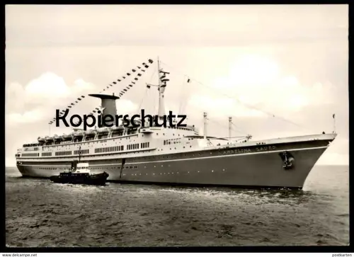 ÄLTERE POSTKARTE MS ANGELNA LAURO BREMERHAVEN BEI DER AUSREISE NACH AUSTRALIEN M. S. Schiff Motorschiff ship postcard AK