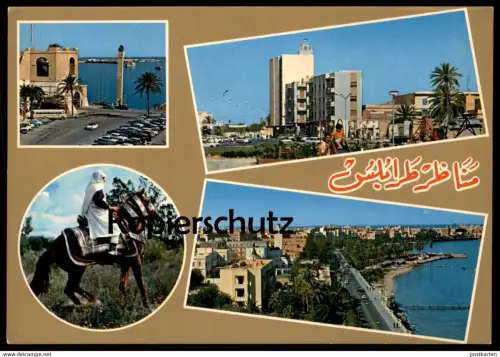 ÄLTERE POSTKARTE LIBYA SOUVENIR LIBIA TRIPOLI TRIPOLIS REITER PFERD LIBYEN Libiya horse cpa postcard Ansichtskarte AK