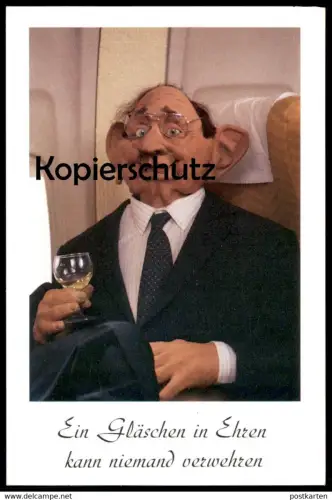 POSTKARTE HURRA DEUTSCHLAND TV SATIRE SHOW HANS-DIETRICH GENSCHER ZWISCHEN KEMPEN UND KENIA Gensch-Air Politiker Politik