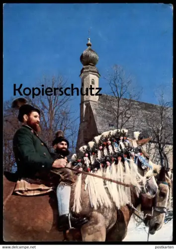 ÄLTERE POSTKARTE TRAUNSTEIN GEORGIRITT OSTERMONTAG GESCHMÜCKTES PFERD horse cheval Blesse Tracht Ansichtskarte postcard