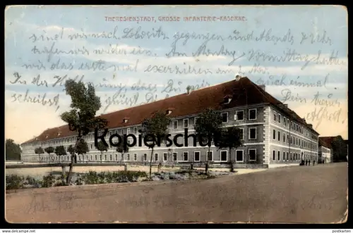 ALTE POSTKARTE THERESIENSTADT GROSSE INFANTERIE KASERNE 1914 Terezin Terezina Sudeten casern postcard cpa Ansichtskarte