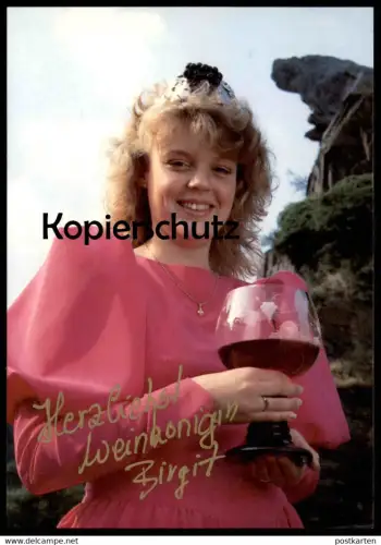 ÄLTERE POSTKARTE WINZERGENOSSENSCHAFT WINZER VEREIN WALPORZHEIM WEINKÖNIGIN BIRGIT FISCHER AHR Ansichtskarte Autogramm