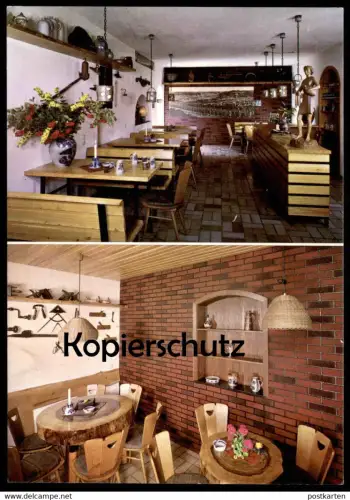 ÄLTERE POSTKARTE KRÖV WINZERSCHENKE IM STEINKRUG WEINGUT GOTTFRIED STEIN BAUMSCHEIBEN ALS TISCH Ansichtskarte postcard