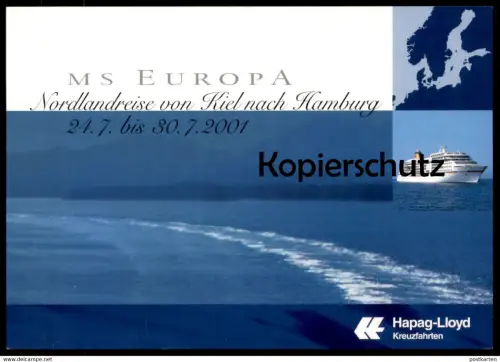 ÄLTERE POSTKARTE MS EUROPA KREUZFAHRTSCHIFF NORDLANDREISE KIEL NACH HAMBURG 2001 NAVIRE ship bateau Ansichtskarte AK