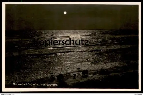 ALTE POSTKARTE OSTSEEBAD GRÖMITZ BEI NACHT MONDSCHEIN VOLLMOND moonlight Mond moon clair de lune Ansichtskarte postcard