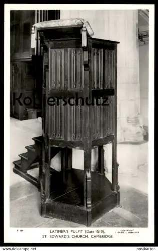 ALTE POSTKARTE LATIMER'S PULPIT DATE 1510 ST. EDWARD'S CHURCH CAMBRIDGE Kanzel chaire à prêcher postcard Ansichtskarte