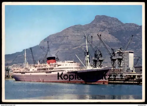 ÄLTERE POSTKARTE UNION CASTLE LYNBOOT IN CAPE TOWN DUNCAN DOK HARBOUR SOUTH AFRICA Schiff Motorschiff ship postcard cpa