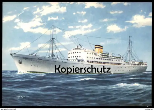 ÄLTERE POSTKARTE M/S MASSALIA FÄHRSCHIFF FÄHRE HELLENIC MEDITERRANEAN LINES LINE ferry Schiff ship bateau postcard cpa