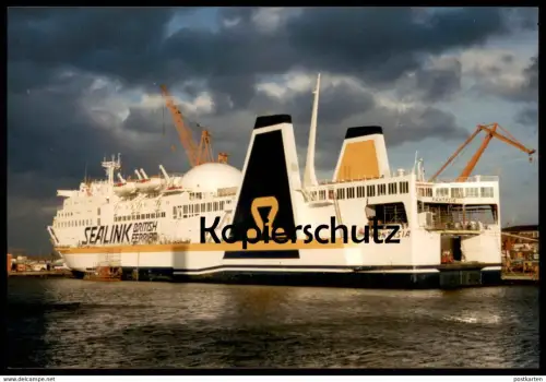 ÄLTERE POSTKARTE MS FANTASIA SEALINK PASSAGIERFÄHRE Schiff Motorschiff ship Gabelstapler forklift postcard Ansichtskarte