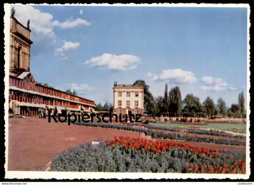 ALTE POSTKARTE KASSEL ORANGERIE UND NES-CAFÉ BUNDESGARTENSCHAU MAI - OKTOBER 1955 BUGA Ansichtskarte AK cpa postcard