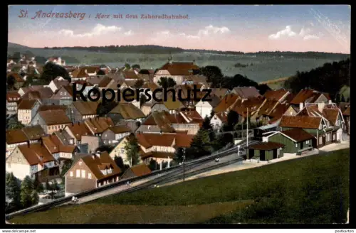 ALTE POSTKARTE ST. ANDREASBERG IM HARZ MIT DEM ZAHNRADBAHNHOF Waggon Bahnhof station gare Ansichtskarte AK cpa postcard