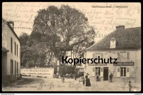 ALTE POSTKARTE TINQUEUX CAFÉ BILLARD ÉPECIRIE MERCERIE AU ROBINSON DE L'ORME SÉCULAIRE MARNE cpa Ansichtskarte postcard
