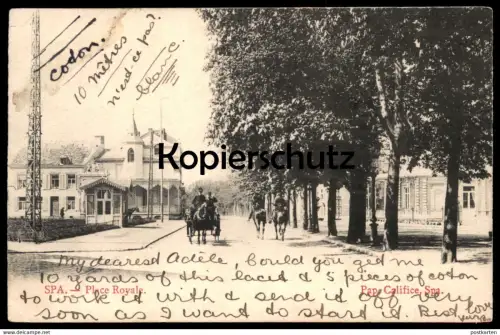 ALTE POSTKARTE SPA PLACE ROYAL VILLA COACH KUTSCHE 1910 PAP. CALIFICE À SPA postcard cpa Ansichtskarte AK