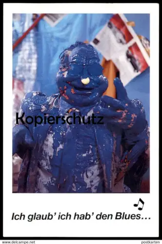 ÄLTERE POSTKARTE HELMUT KOHL BLAU-KOHL ICH GLAUB' ICH HAB' DEN BLUES BLAUE FARBE SATIRE Politiker Politik Humor cpa AK