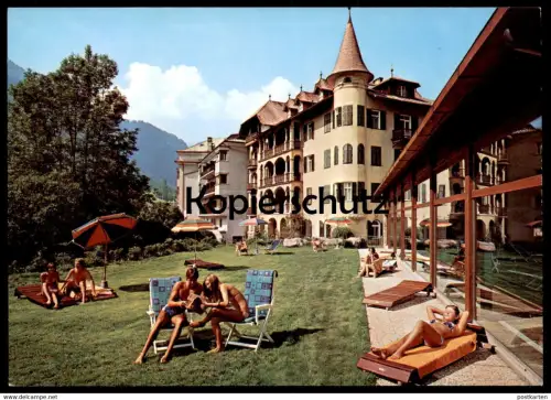 ÄLTERE POSTKARTE ORTISEI ST. ULRICH HOTEL ADLER BOZEN BADEMODE Bikini Alto Adige Val Gardena Dolomiti Italia italy cpa