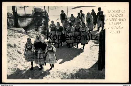 ALTE POSTKARTE RADOSTNE VANOCE A VSECHNO NEJLEPSI V NOVEM ROCEI FROHE WEIHNACHTEN TRACHT BÖHMEN Ceska czech republic