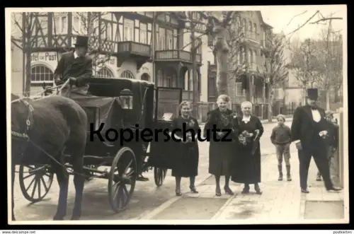 ALTE FOTO POSTKARTE BAD PYRMONT KUTSCHE HOTEL ZUR POST TRAUER FEIER ANZUG SCHWARZE KLEIDUNG Ansichtskarte postcard cpa