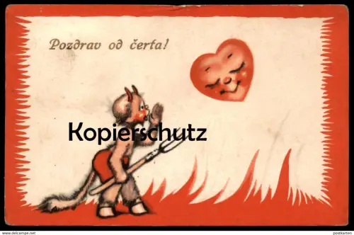 ALTE POSTKARTE POZDRAV OD CERTA TEUFEL devil diable Krampus demon Dämon postcard cpa AK Ansichtskarte