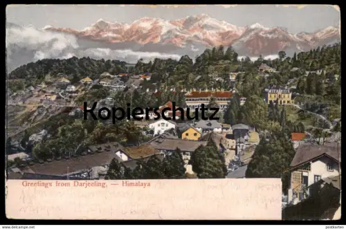 ALTE POSTKARTE GREETINGS FROM DARJEELING HIMALAYA Panorama view Hofmann Leder Meissen Ansichtskarte postcard cpa AK