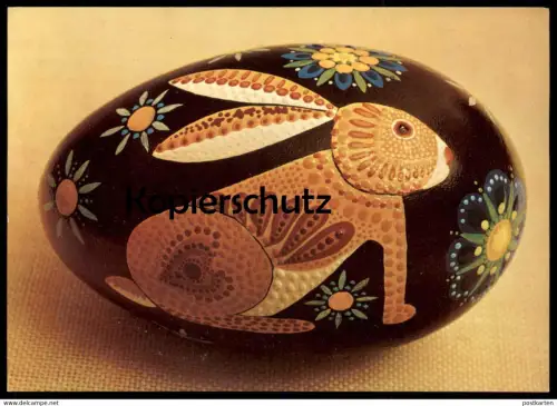 ÄLTERE POSTKARTE GÄNSEEI MIT TUSCHE GEFÄRBT BEMALT HASE Ei egg oeuf Osterhase Ostern easter Haupt-Battaglia postcard cpa
