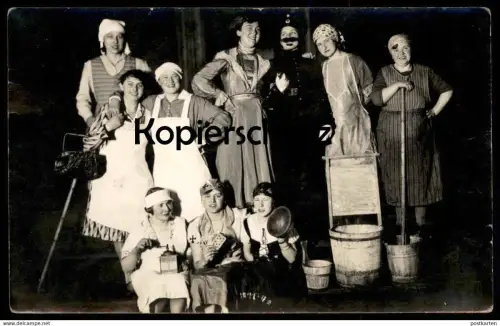 ALTE ORIGINAL FOTO POSTKARTE THEATER WASCHBRETT SPIELKARTEN KARTENSPIEL KAFFEMÜHLE 1932 Ansichtskarte postcard cpa AK