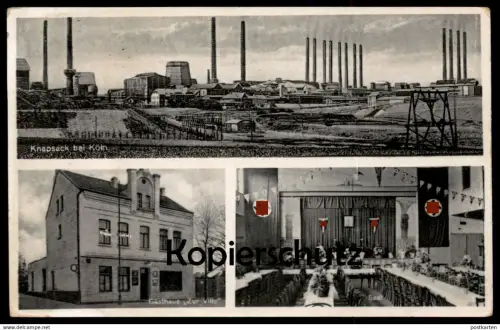 ALTE POSTKARTE HÜRTH KNAPSACK BEI KÖLN GASTHAUS ZUR VILLE WILLI STEGMANN BEFLAGGUNG FERNRUF HERMÜLHEIM Ansichtskarte AK