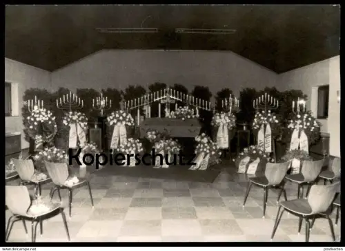 ALTE ORIGINAL FOTO POSTKARTE AUFBAHRUNG IN DER LEICHENHALLE 1969 BEGRÄBNIS funeral burial funérailles cpa photo Sarg AK
