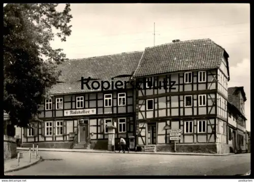 ÄLTERE POSTKARTE SCHWANEBECK ERNST-THÄLMANN-PLATZ STRASSENSCHILDER BARNEBERG OSCHERSLEBEN BADERSLEBEN Sachsen-Anhalt