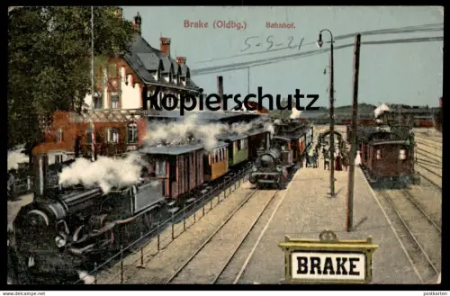 ALTE POSTKARTE BRAKE BAHNHOF DAMPFLOK LOKOMOTIVE Eisenbahn Züge Zug station gare train trains cpa postcard Ansichtskarte