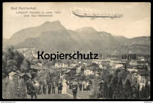 ALTE POSTKARTE LUFTSCHIFF GRAF ZEPPELIN IN VOLLER FAHRT ÜBER BAD REICHENHALL montage airship dirigeable aéronef aérostat