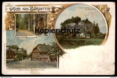 ALTE POSTKARTE GRUSS AUS BÜRGSTEIN SCHWOIKA HEIDA SLOUP V CECHACH Novy Bor Leipa Lipa Cvikov Tschechische Republik Ceska