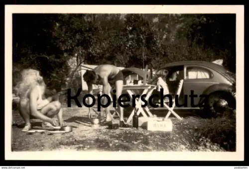 ALTES FOTO MEDVEJA OPATIJA CAMPING RAMA VOLKSWAGEN VW KÄFER JUGOSLAWIEN 1956 Kroatien Croatia photo Auto car 9,5 x 6,2cm