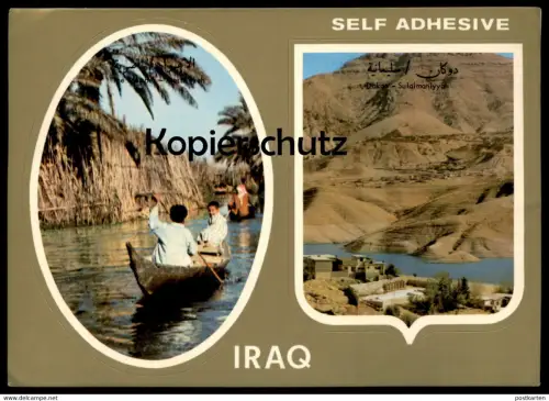 ÄLTERE POSTKARTE IRAQ SELF ADHESIVE LABEL IRAK Aufkleber sticker autocollant cpa postcard Ansichtskarte AK
