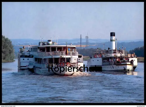ÄLTERE POSTKARTE SCHIFF GRÄFIN COSEL UND SCHIFF DRESDEN BEI PILLNITZ Schiff Motorschiff ship bateau Ansichtskarte