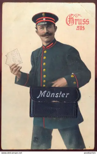 ALTE POSTKARTE GRUSS AUS MÜNSTER WESTFALEN BRIEFTRÄGER LEPORELLO 10 ANSICHTEN Ansichtskarte cpa AK postcard