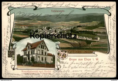 ALTE POSTKARTE GRUSS AUS ELSPE WASSERHEILANSTALT VON SANITÄTSRAT DR. PARNEMANN Lennestadt Sauerland Ansichtskarte AK cpa