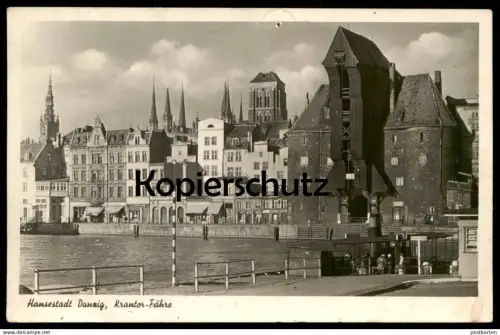 ALTE POSTKARTE DANZIG KRANTOR-FÄHRE Krantorfähre Fähre Schiff ferry Gdansk Polska Poland postcard Ansichtskarte cpa AK