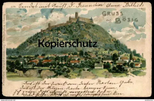 ALTE LITHO POSTKARTE GRUSS AUS BÖSIG BEZDEZ SUDETEN Tschechien Tschechische Repulik Ansichtskarte postcard cpa AK