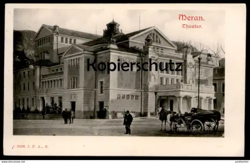 ALTE POSTKARTE MERAN THEATER KUTSCHE Merano Maran Alto Adige Trentino Provinz Bozen cpa postcard Ansichtskarte AK
