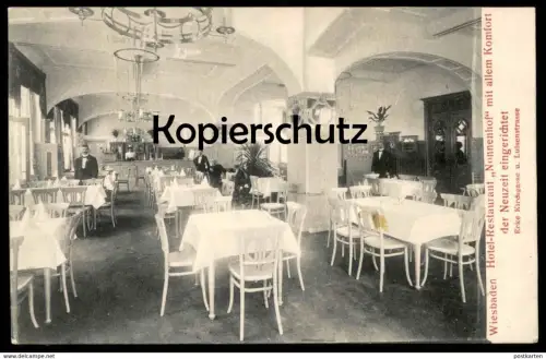 ALTE POSTKARTE WIESBADEN HOTEL NONNENHOF MIT PERSONAL MIT ALLEM KOMFORT DER NEUZEIT ANSICHTSKARTE AK cpa postcard