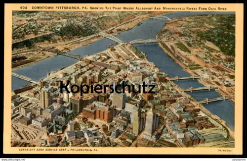 ALTE POSTKARTE DOWNTOWN PITTSBURGH PA POINT OF ALLEGHENY MONONGAMELA RIVERS FORM OHIO RIVER postcard cpa Ansichtskarte