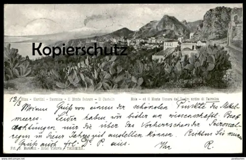 ALTE POSTKARTE ETNA GIARDINI TAORMINA MONTE PETRARO IL CASTELLO MOLA MONTE VENERE DEL TESTRO FORSCHUNG Ansichtskarte cpa