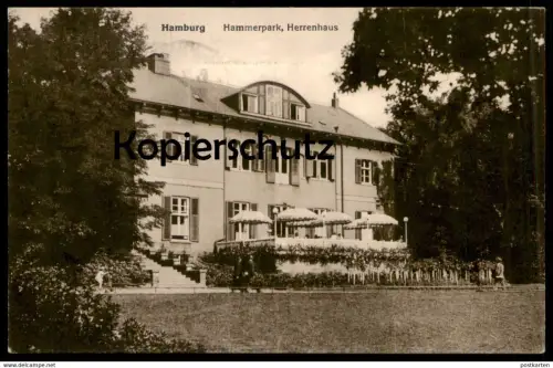 ALTE POSTKARTE HAMBURG HAMMERPARK HERRENHAUS HAMMER PARK HAMM STEMPEL DIN WERBUNG STATT QUART UND FOLIO AK postcard cpa